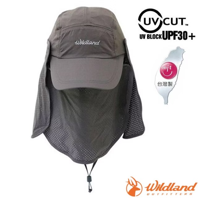 【荒野 WildLand】男女 中性抗UV多功能遮陽棒球帽.遮陽護頸帽.三用遮陽帽/WH1031-93 深灰✿30E010